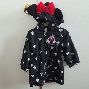 Black Minnie Mouse Hooded Jacket with Red Bow